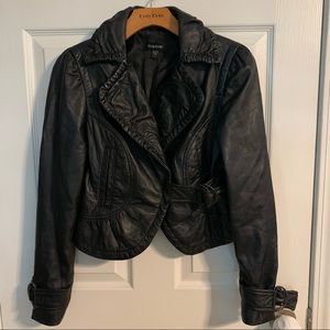 Bebe Genuine Leather Blazer Jacket